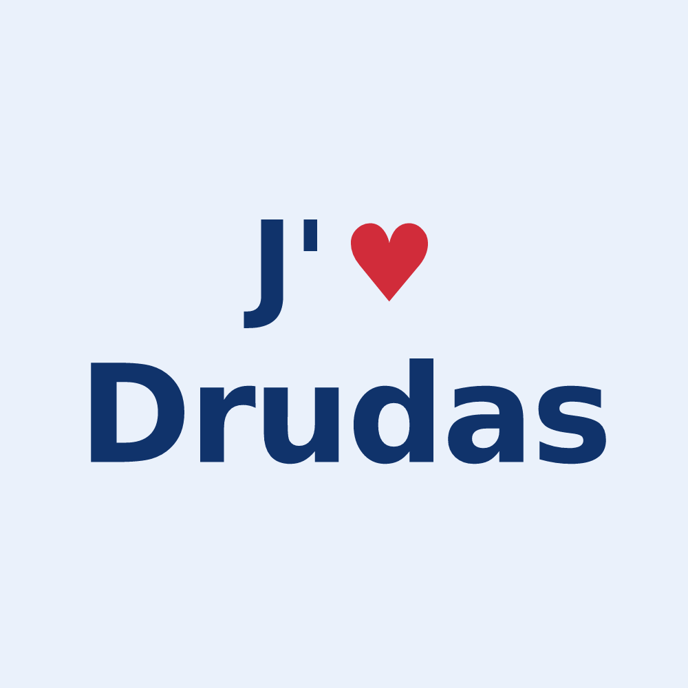 Sticker personnalisé Drudas — design J'aime Drudas