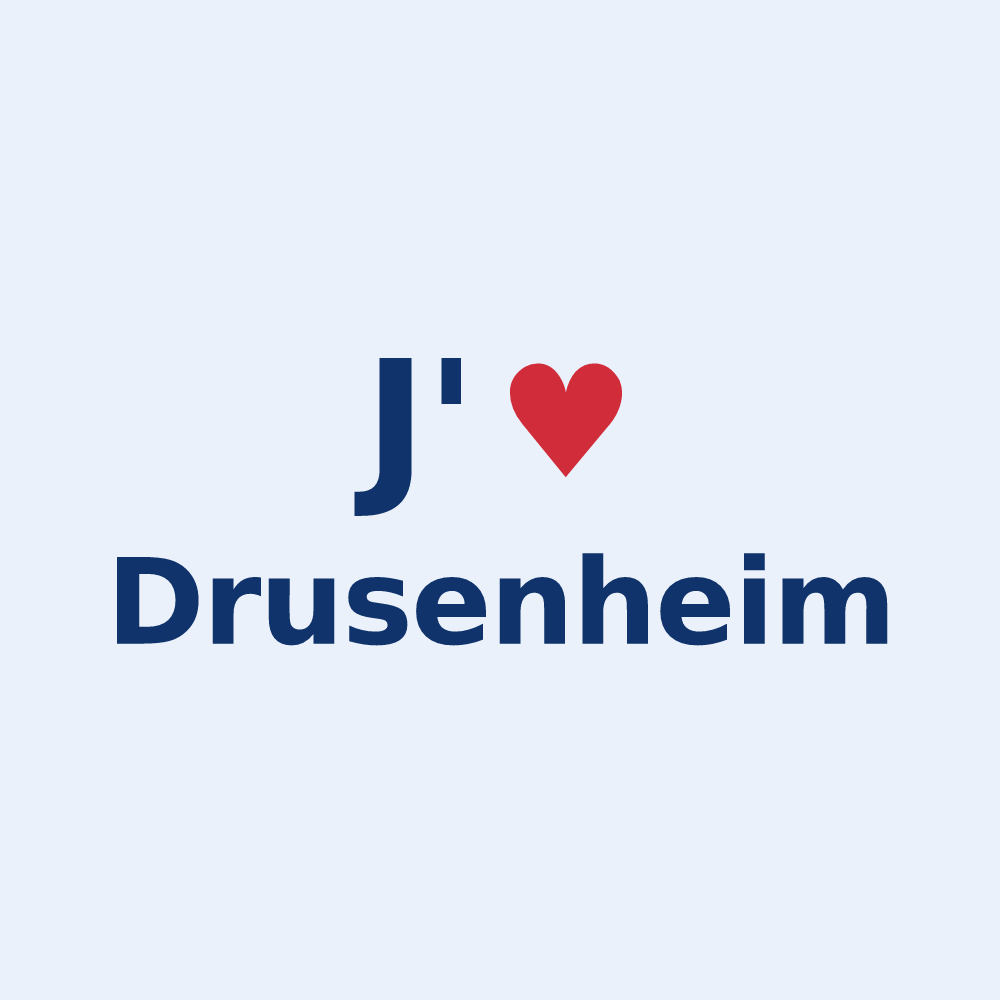 Sticker personnalisé Drusenheim — design « J'aime Drusenheim » imprimé sur le sticker