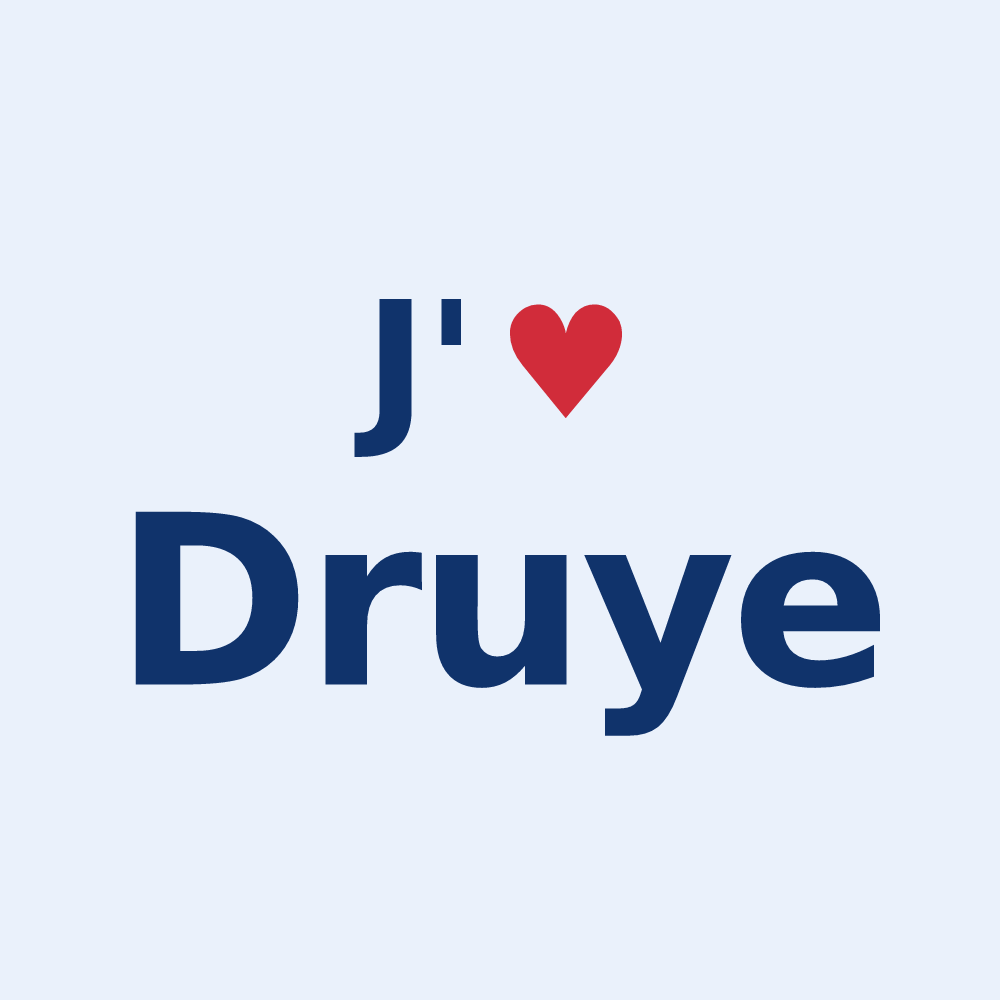 Sticker personnalisé Druye — design J'aime Druye