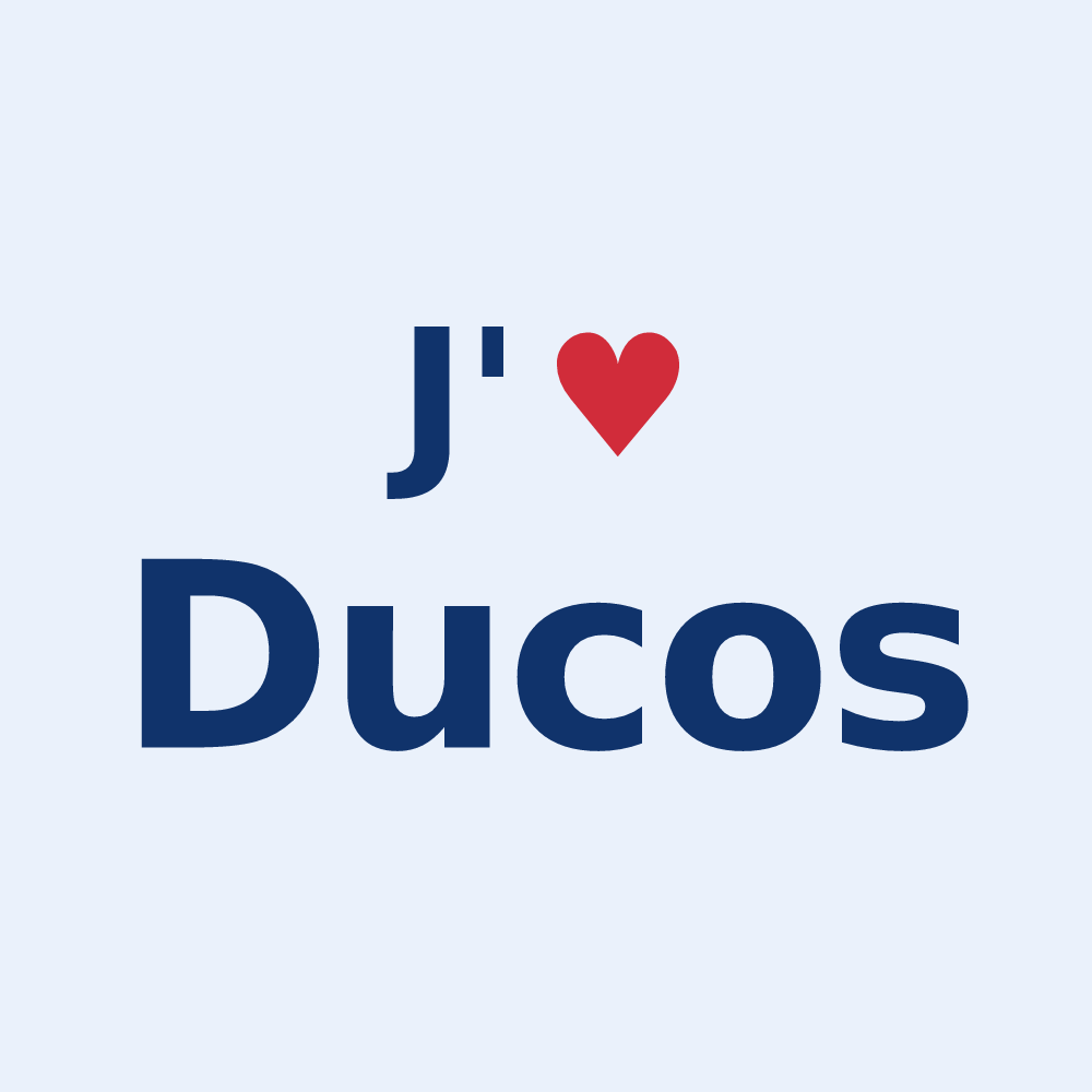 Sticker personnalisé Ducos — design J'aime Ducos