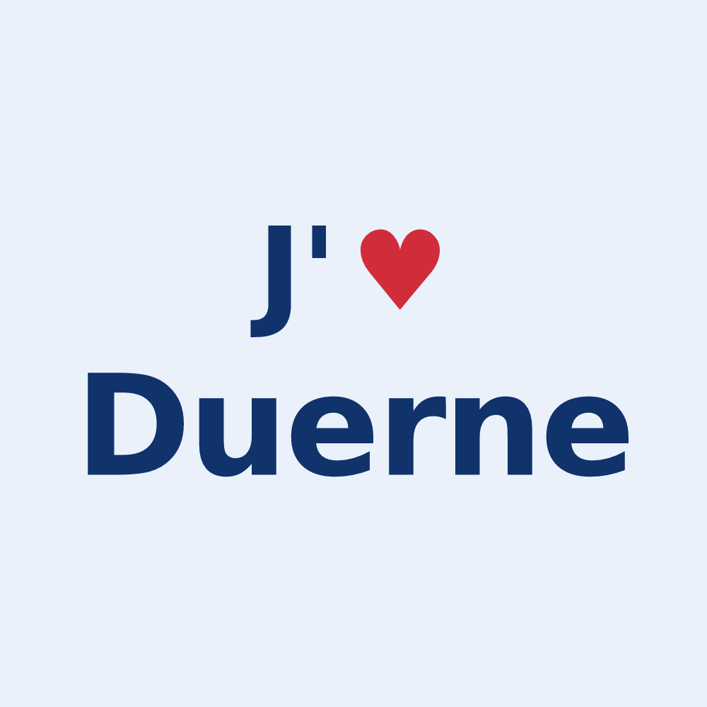 Sticker personnalisé Duerne — design J'aime Duerne