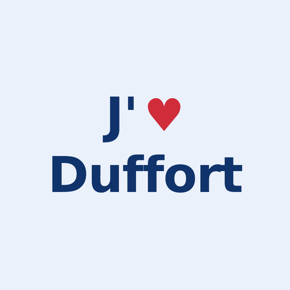 Sticker personnalisé Duffort — design J'aime Duffort
