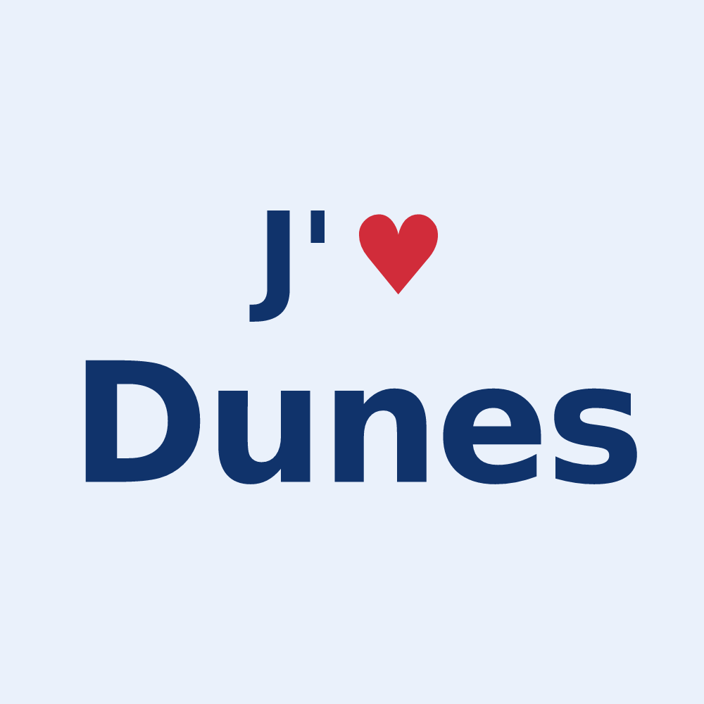 Sticker personnalisé Dunes — design « J'aime Dunes » imprimé sur le sticker