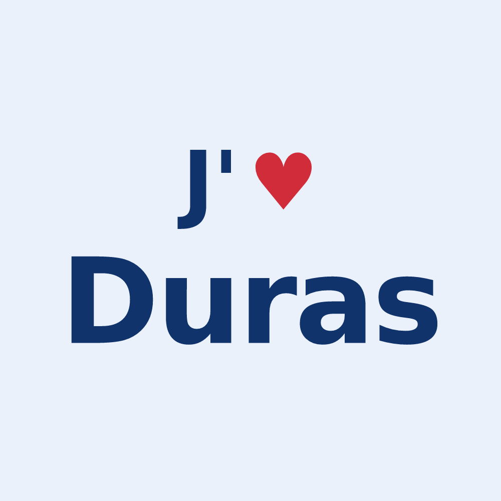 Sticker personnalisé Duras — design J'aime Duras
