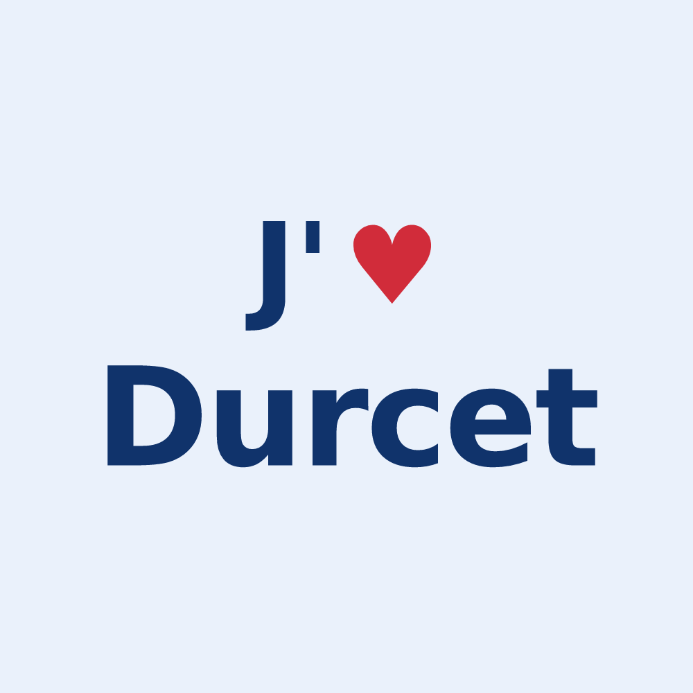 Sticker personnalisé Durcet — design J'aime Durcet