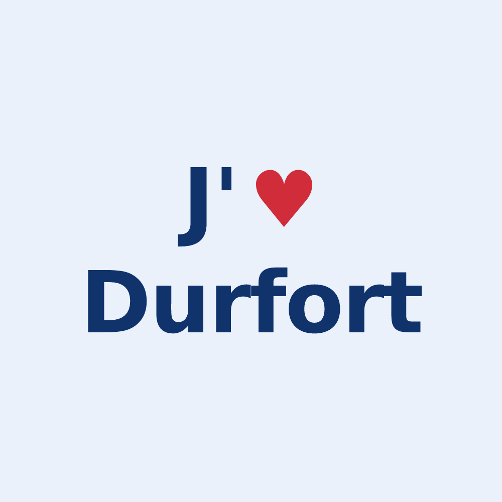 Sticker personnalisé Durfort — design J'aime Durfort