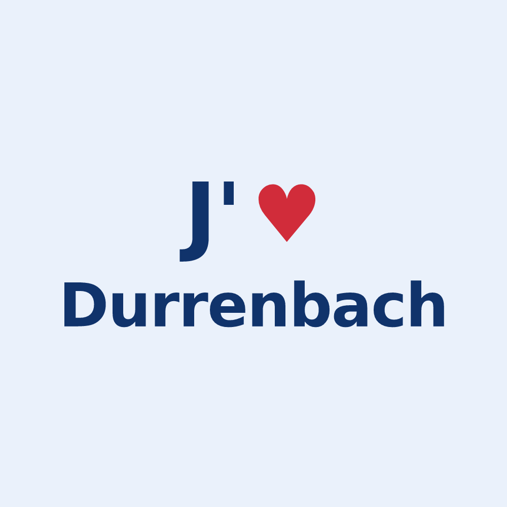 Sticker personnalisé Durrenbach — design « J'aime Durrenbach » imprimé sur le sticker