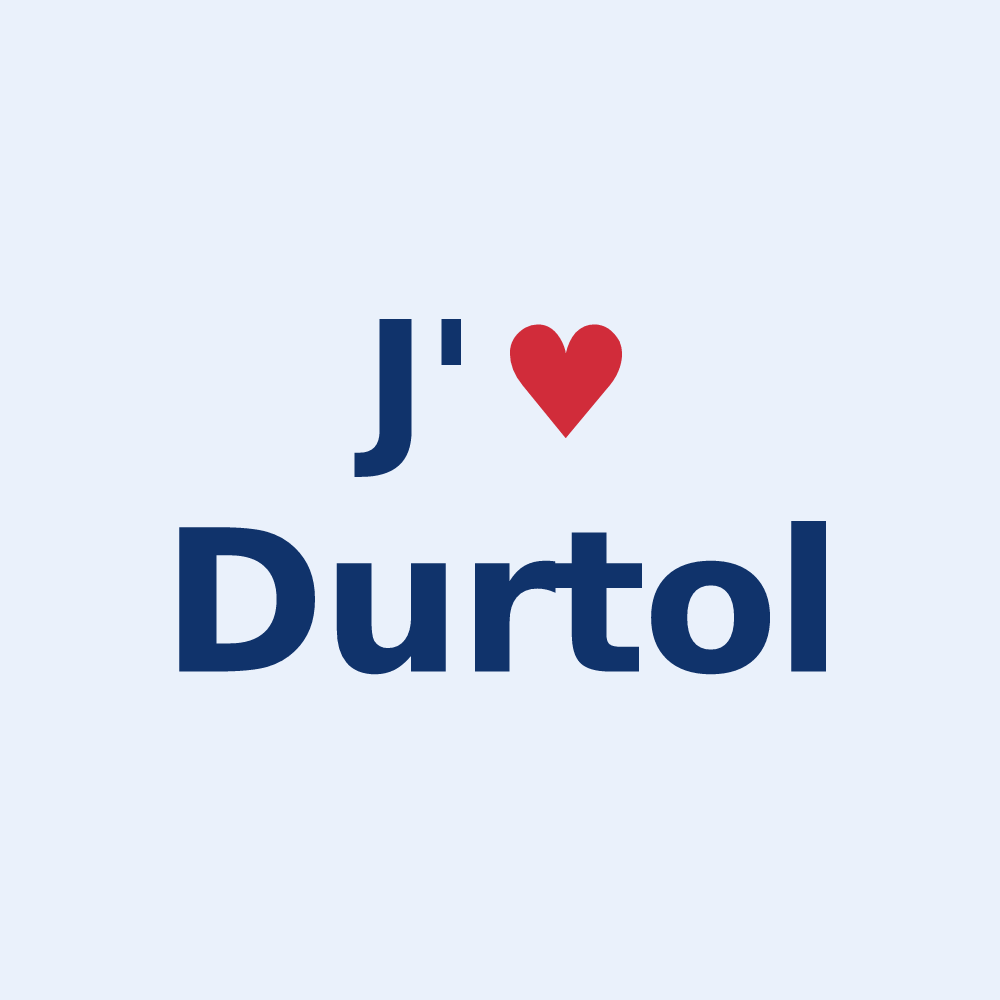 Sticker personnalisé Durtol — design J'aime Durtol