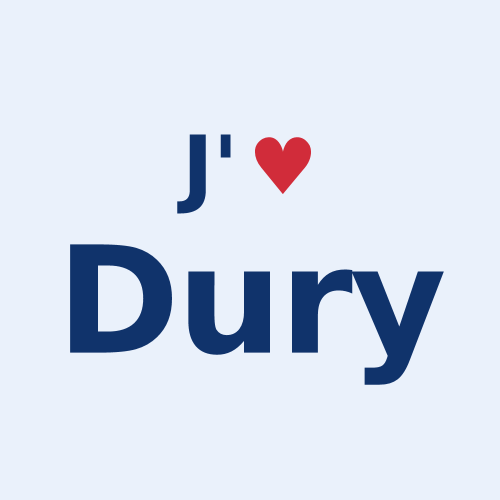 Sticker personnalisé Dury — design J'aime Dury