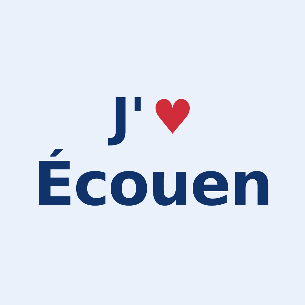 Sticker personnalisé Écouen — design « J'aime Écouen » imprimé sur le sticker