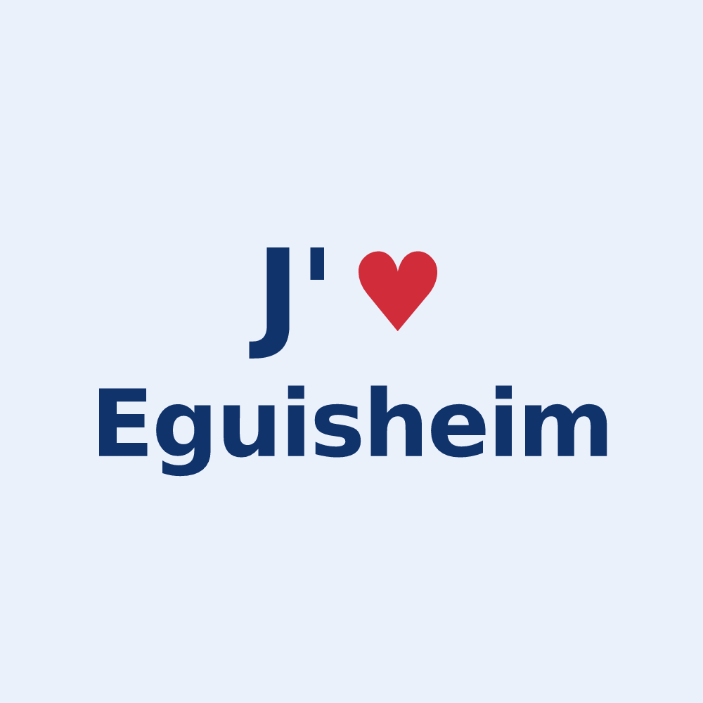 Sticker personnalisé Eguisheim — design « J'aime Eguisheim » imprimé sur le sticker