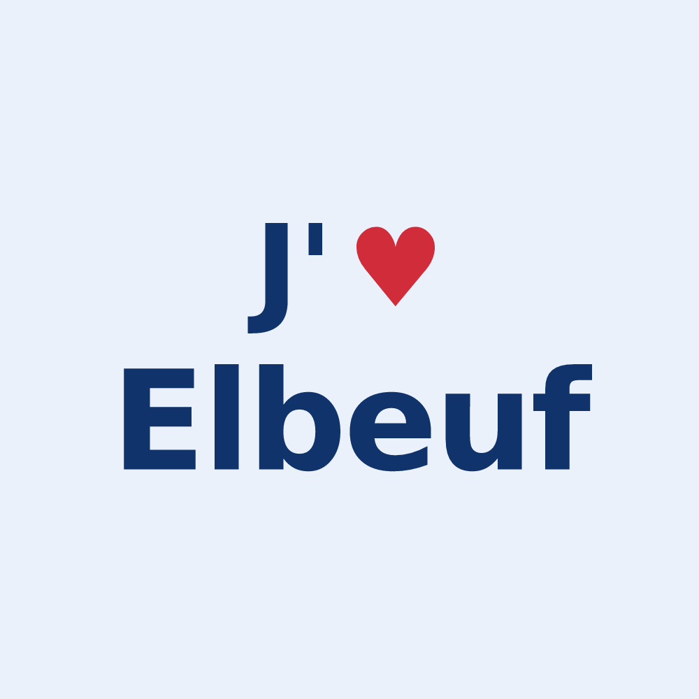 Sticker personnalisé Elbeuf — design « J'aime Elbeuf » imprimé sur le sticker