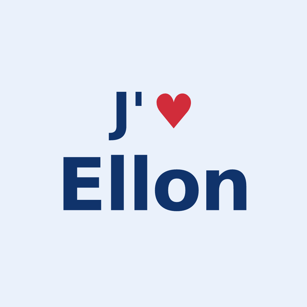 Sticker personnalisé Ellon — design « J'aime Ellon » imprimé sur le sticker