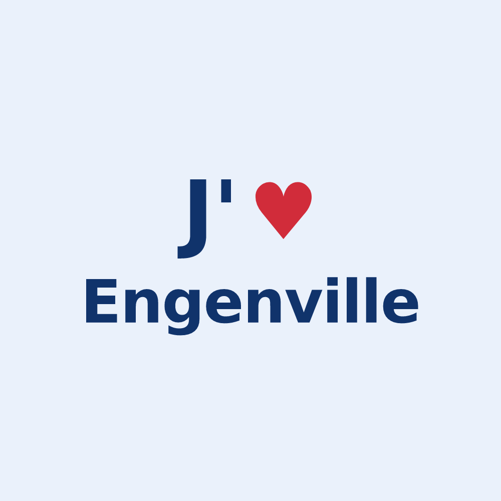 Sticker personnalisé Engenville — design « J'aime Engenville » imprimé sur le sticker