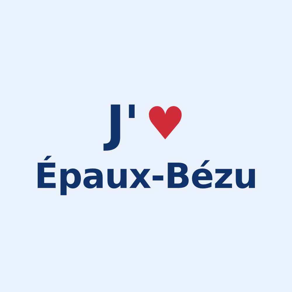 Sticker personnalisé Épaux-Bézu — design « J'aime Épaux-Bézu » imprimé sur le sticker