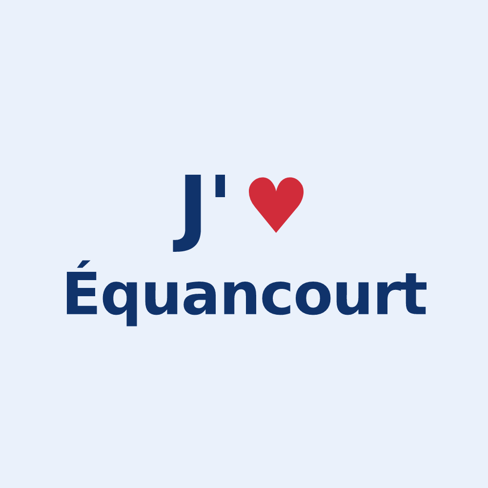 Sticker personnalisé Équancourt — design « J'aime Équancourt » imprimé sur le sticker