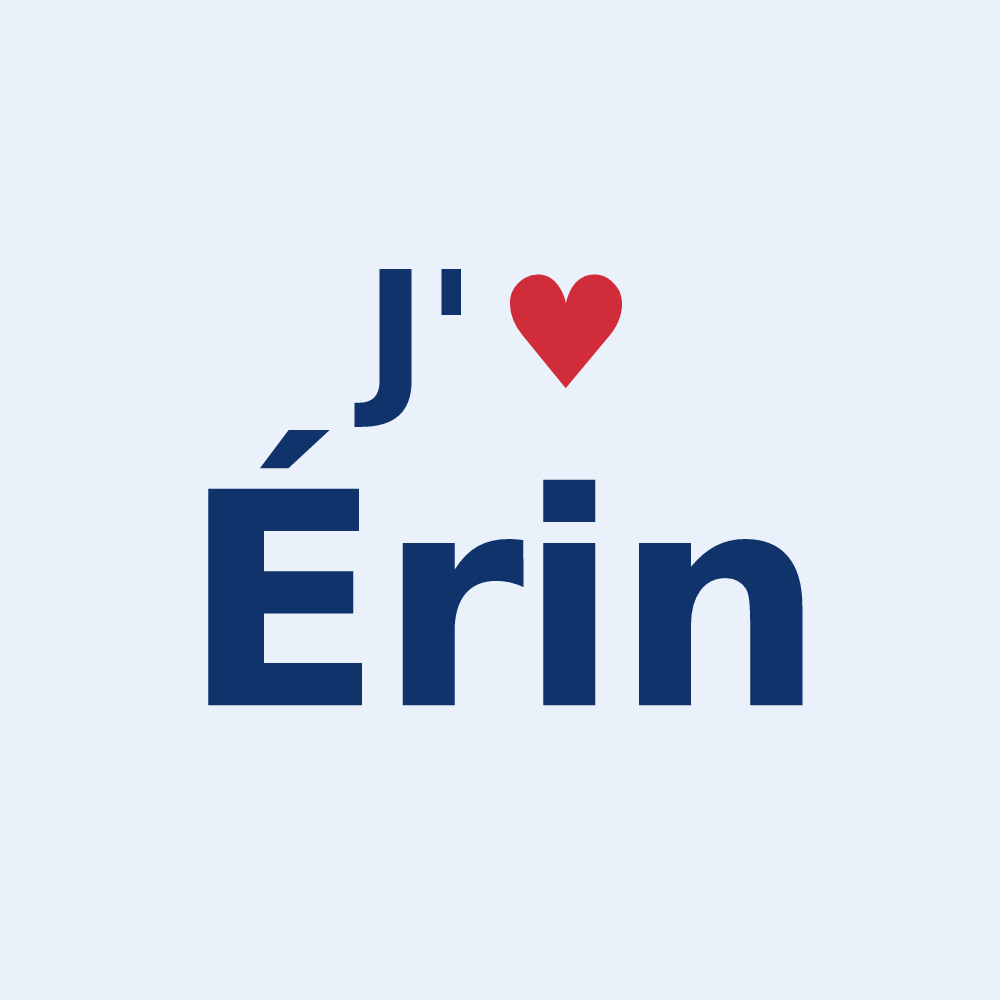 Sticker personnalisé Érin — design J'aime Érin