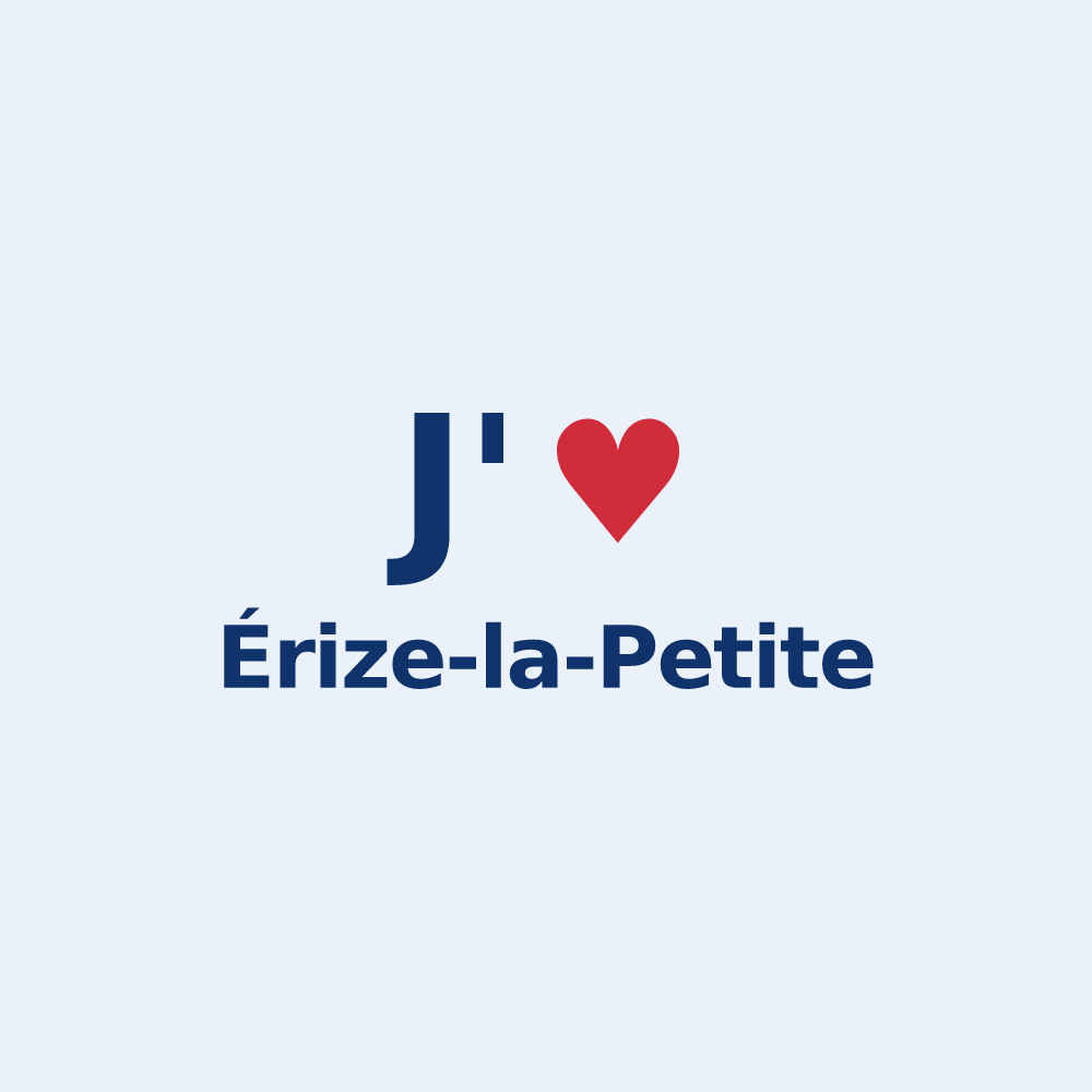 Sticker personnalisé Érize-la-Petite — design « J'aime Érize-la-Petite » imprimé sur le sticker