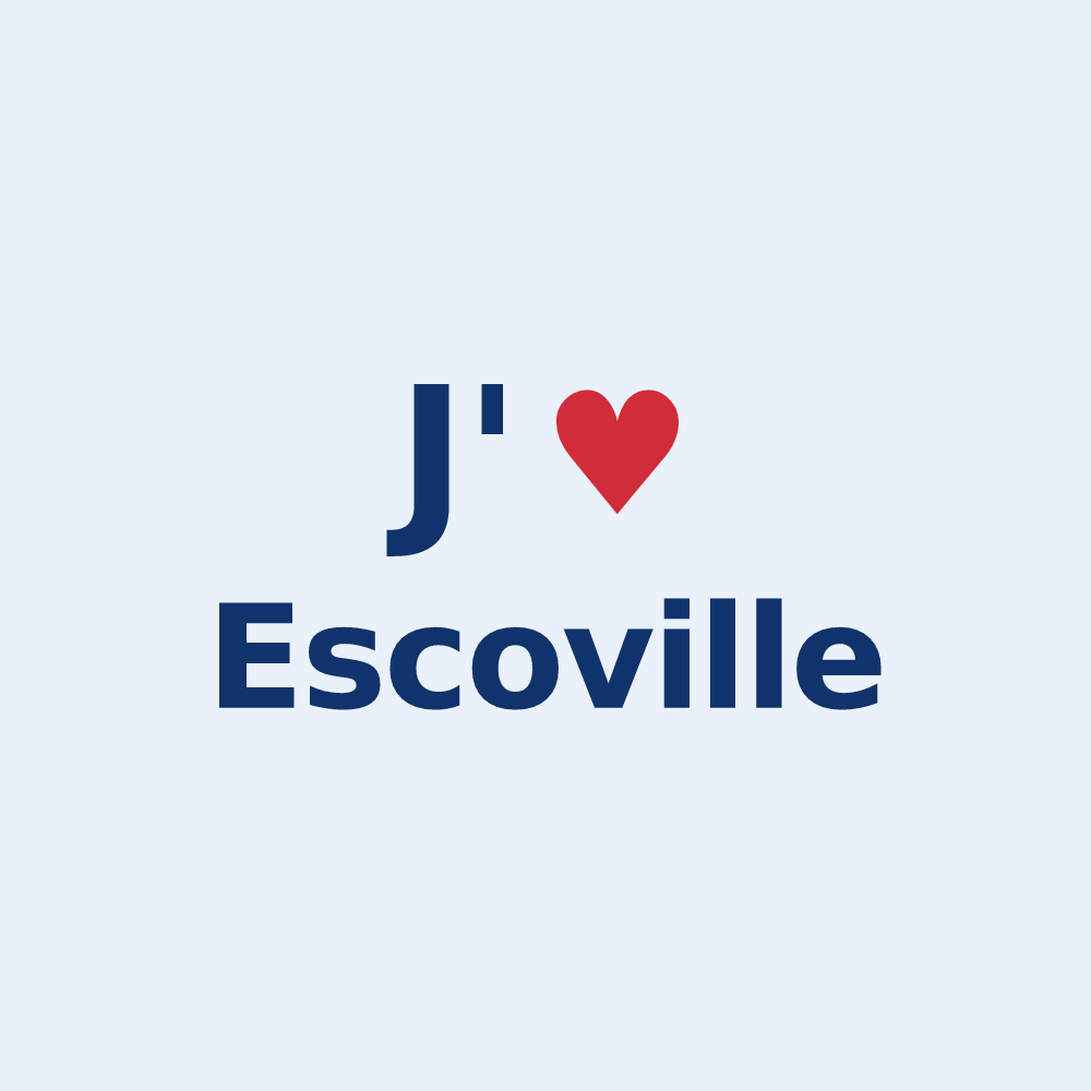 Sticker personnalisé Escoville — design « J'aime Escoville » imprimé sur le sticker
