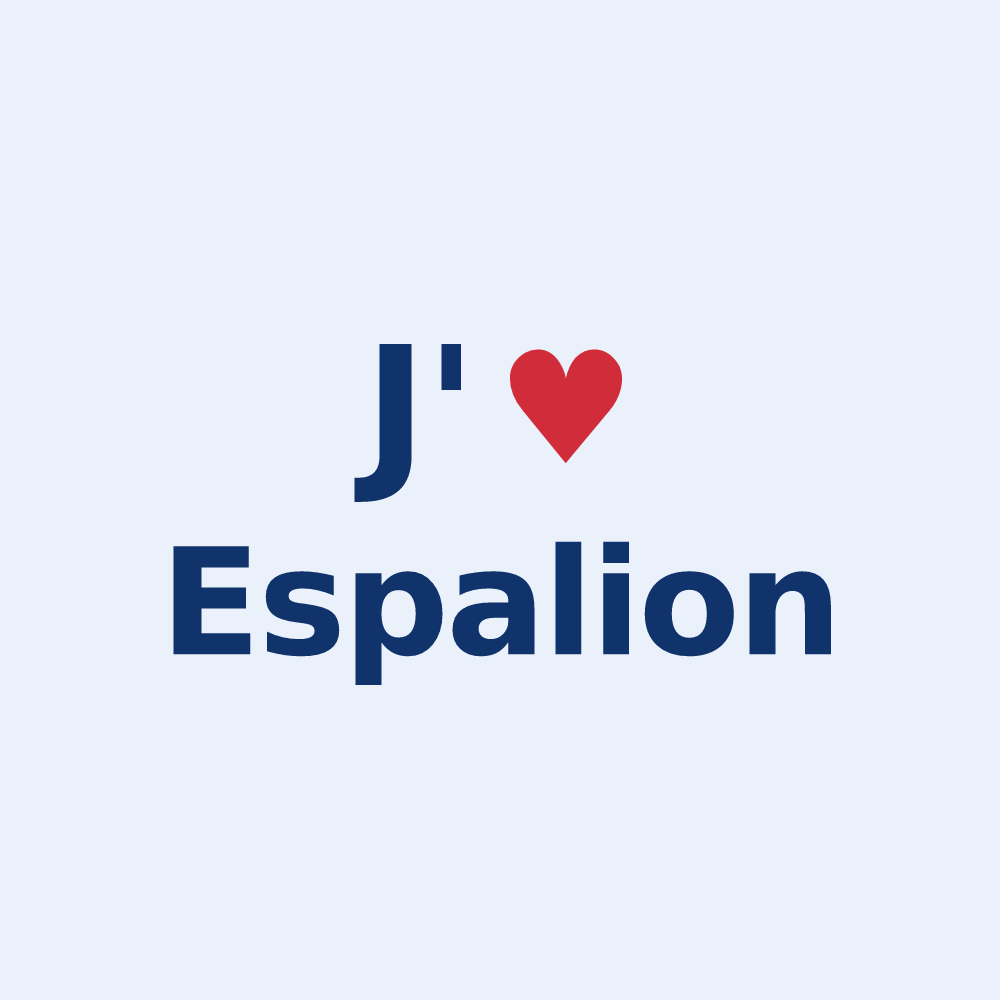 Sticker personnalisé Espalion — design « J'aime Espalion » imprimé sur le sticker