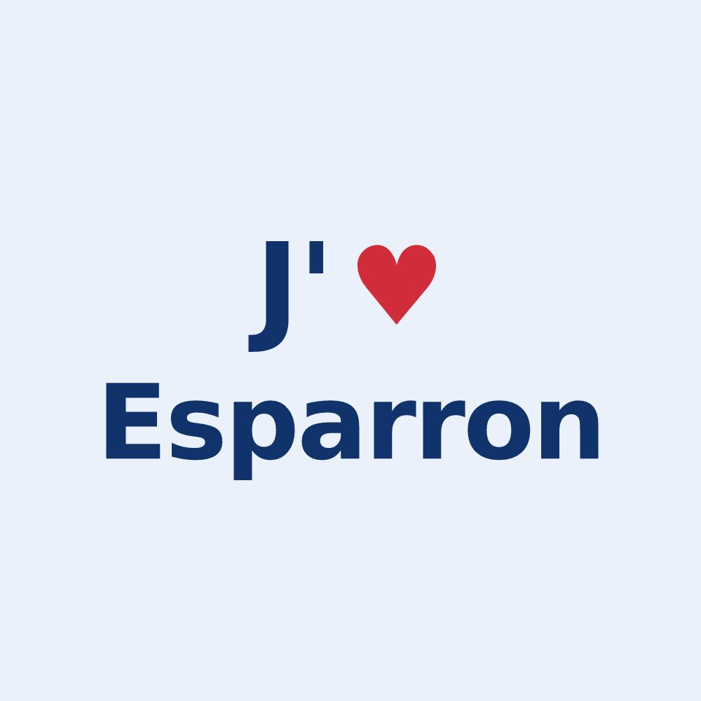 Sticker personnalisé Esparron — design « J'aime Esparron » imprimé sur le sticker
