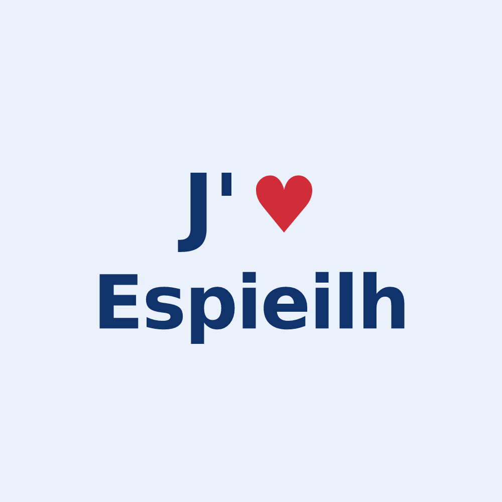 Sticker personnalisé Espieilh — design « J'aime Espieilh » imprimé sur le sticker