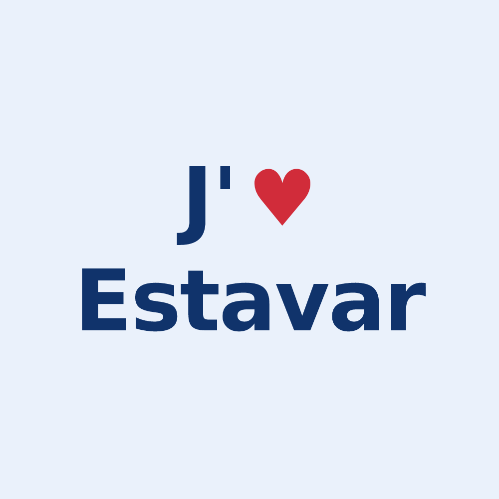 Sticker personnalisé Estavar — design « J'aime Estavar » imprimé sur le sticker