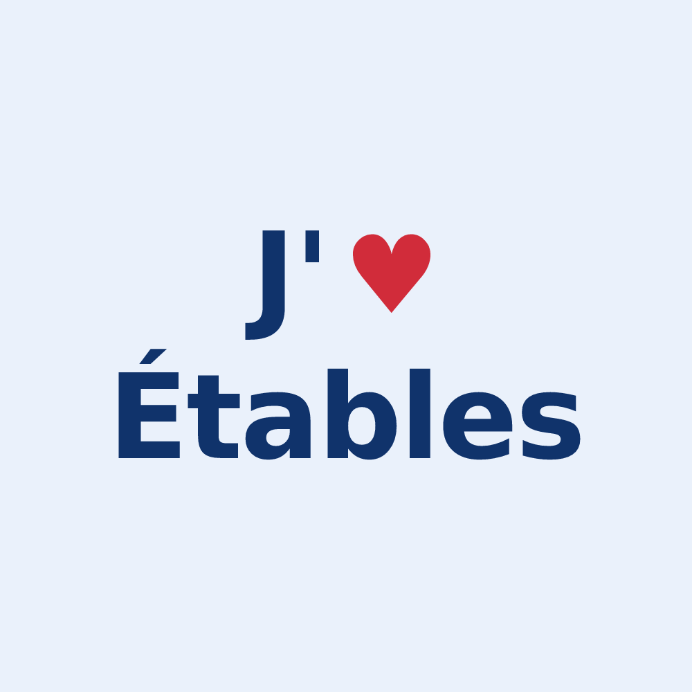 Sticker personnalisé Étables — design « J'aime Étables » imprimé sur le sticker