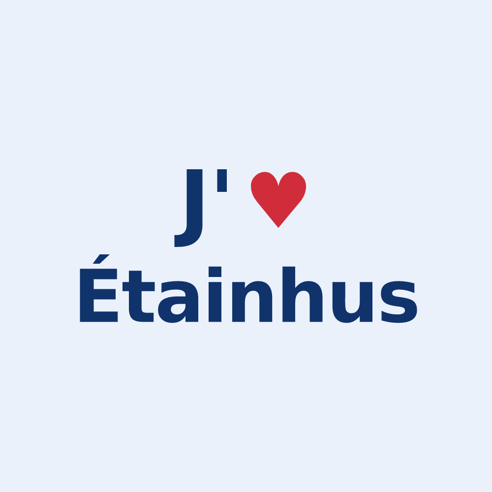 Sticker personnalisé Étainhus — design « J'aime Étainhus » imprimé sur le sticker