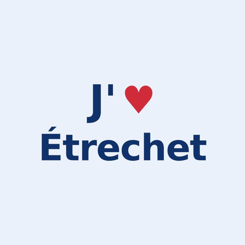 Sticker personnalisé Étrechet — design « J'aime Étrechet » imprimé sur le sticker