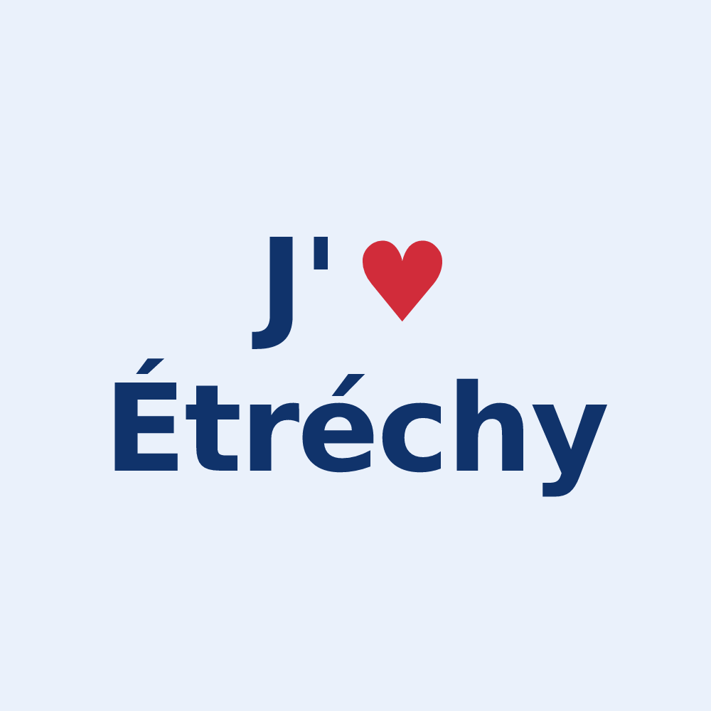 Sticker personnalisé Étréchy — design « J'aime Étréchy » imprimé sur le sticker
