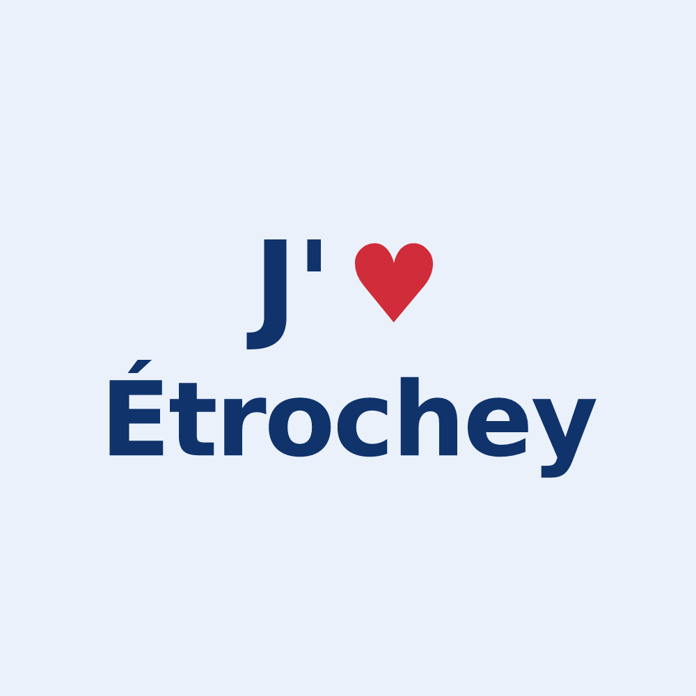 Sticker personnalisé Étrochey — design « J'aime Étrochey » imprimé sur le sticker