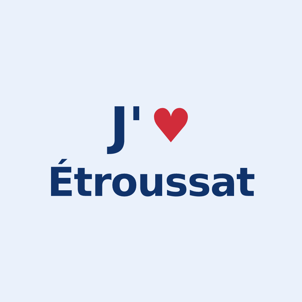 Sticker personnalisé Étroussat — design J'aime Étroussat