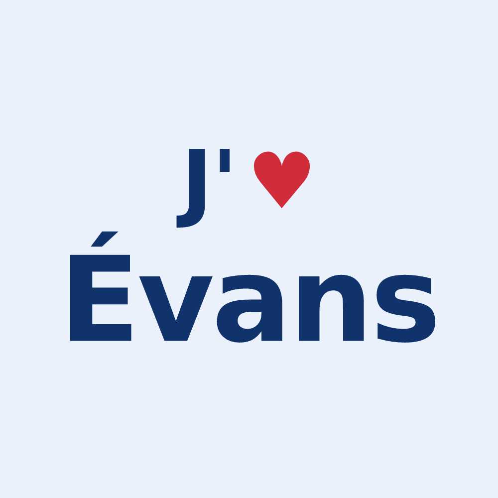 Sticker personnalisé Évans — design J'aime Évans