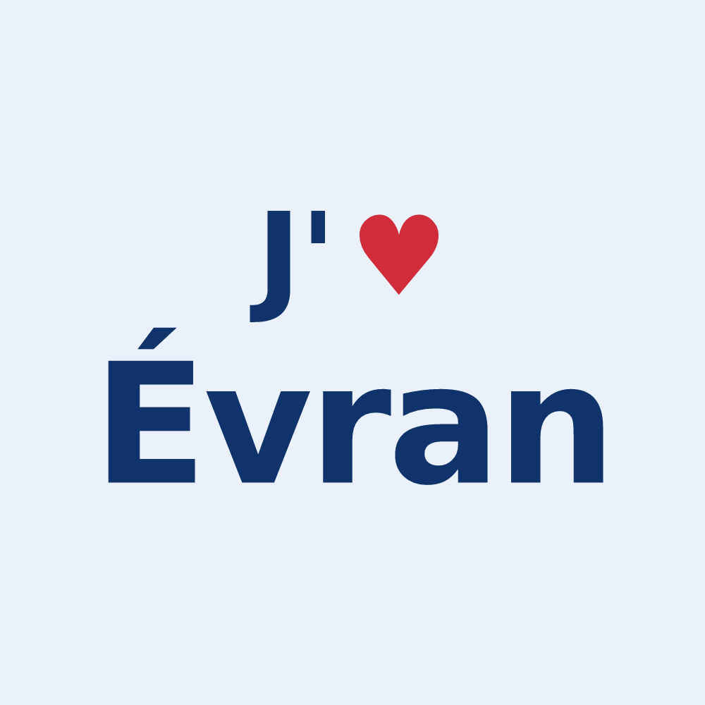Sticker personnalisé Évran — design « J'aime Évran » imprimé sur le sticker