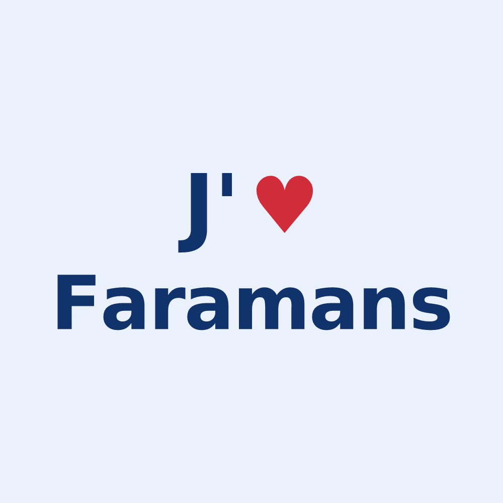 Sticker personnalisé Faramans — design J'aime Faramans