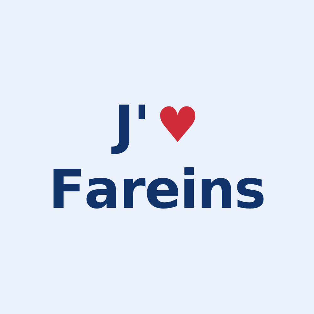 Sticker personnalisé Fareins — design « J'aime Fareins » imprimé sur le sticker