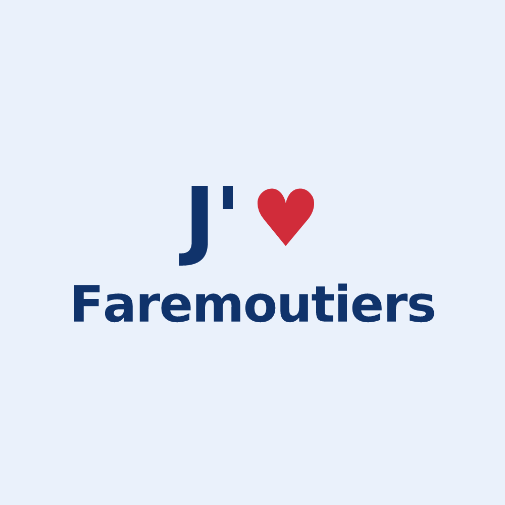 Sticker personnalisé Faremoutiers — design « J'aime Faremoutiers » imprimé sur le sticker