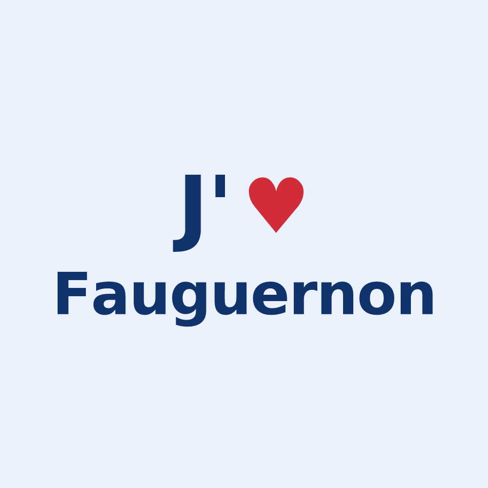Sticker personnalisé Fauguernon — design « J'aime Fauguernon » imprimé sur le sticker