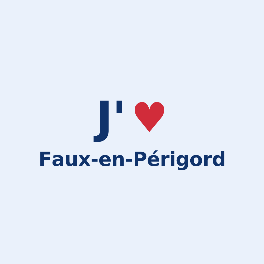 Sticker personnalisé Faux-en-Périgord — design « J'aime Faux-en-Périgord » imprimé sur le sticker