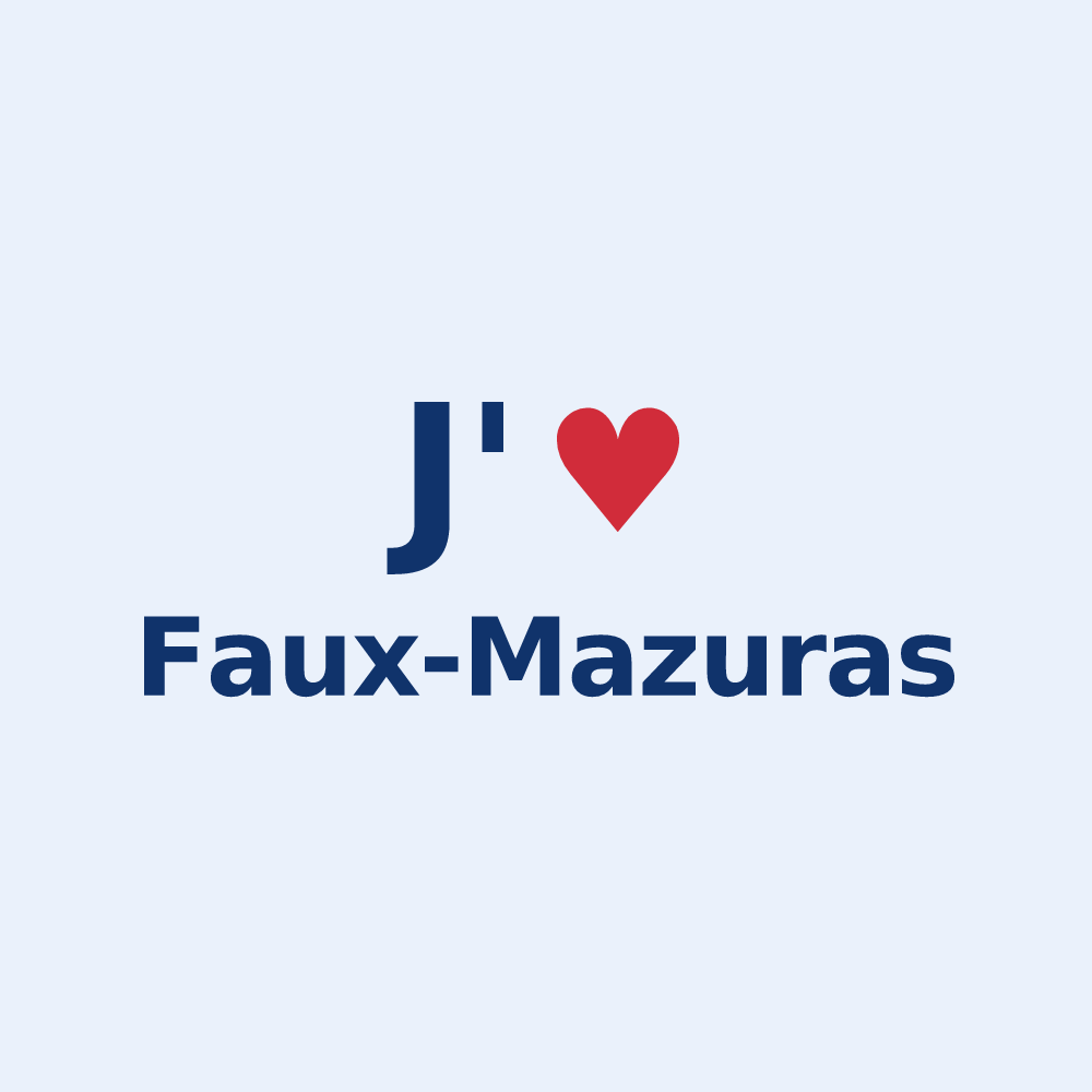 Sticker personnalisé Faux-Mazuras — design J'aime Faux-Mazuras
