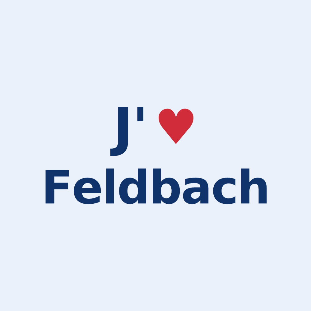 Sticker personnalisé Feldbach — design « J'aime Feldbach » imprimé sur le sticker