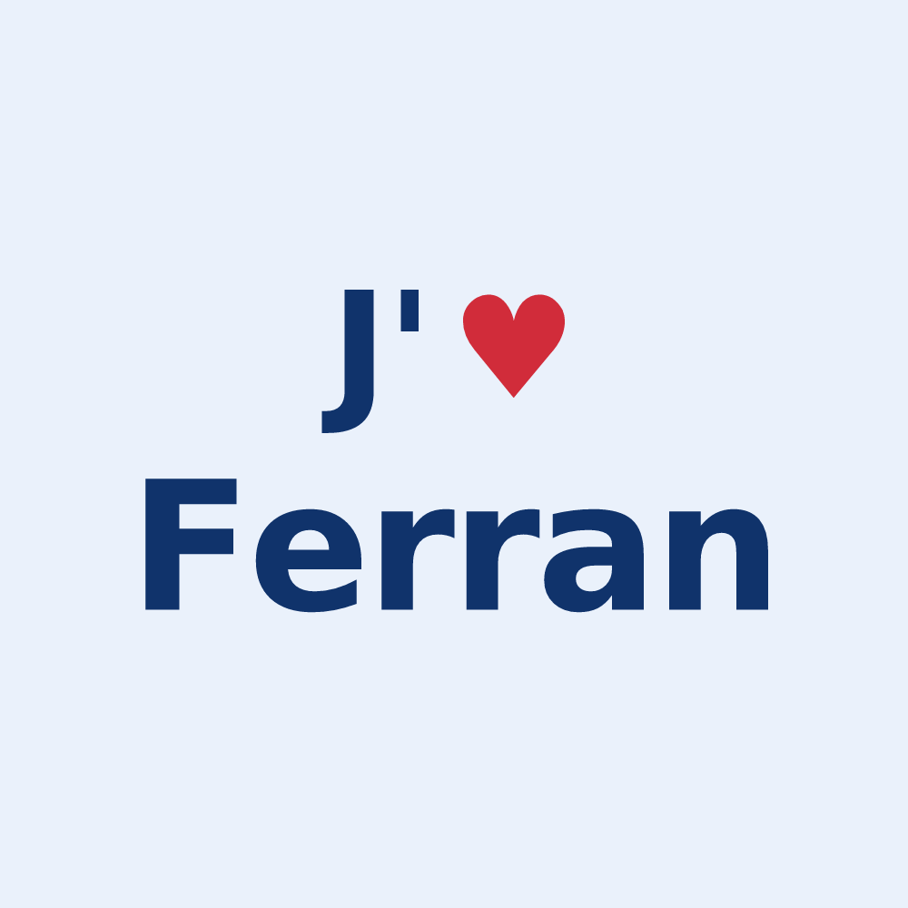 Sticker personnalisé Ferran — design « J'aime Ferran » imprimé sur le sticker