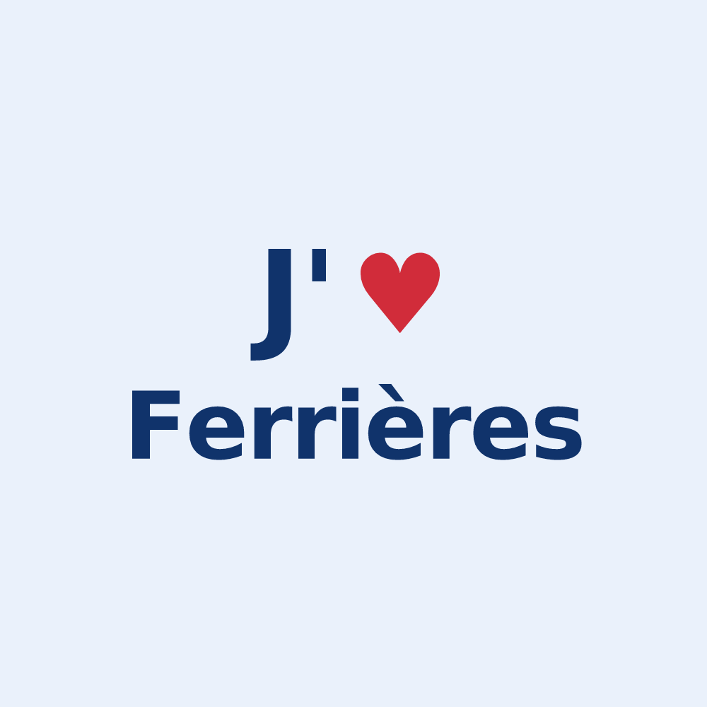 Sticker personnalisé Ferrières — design J'aime Ferrières