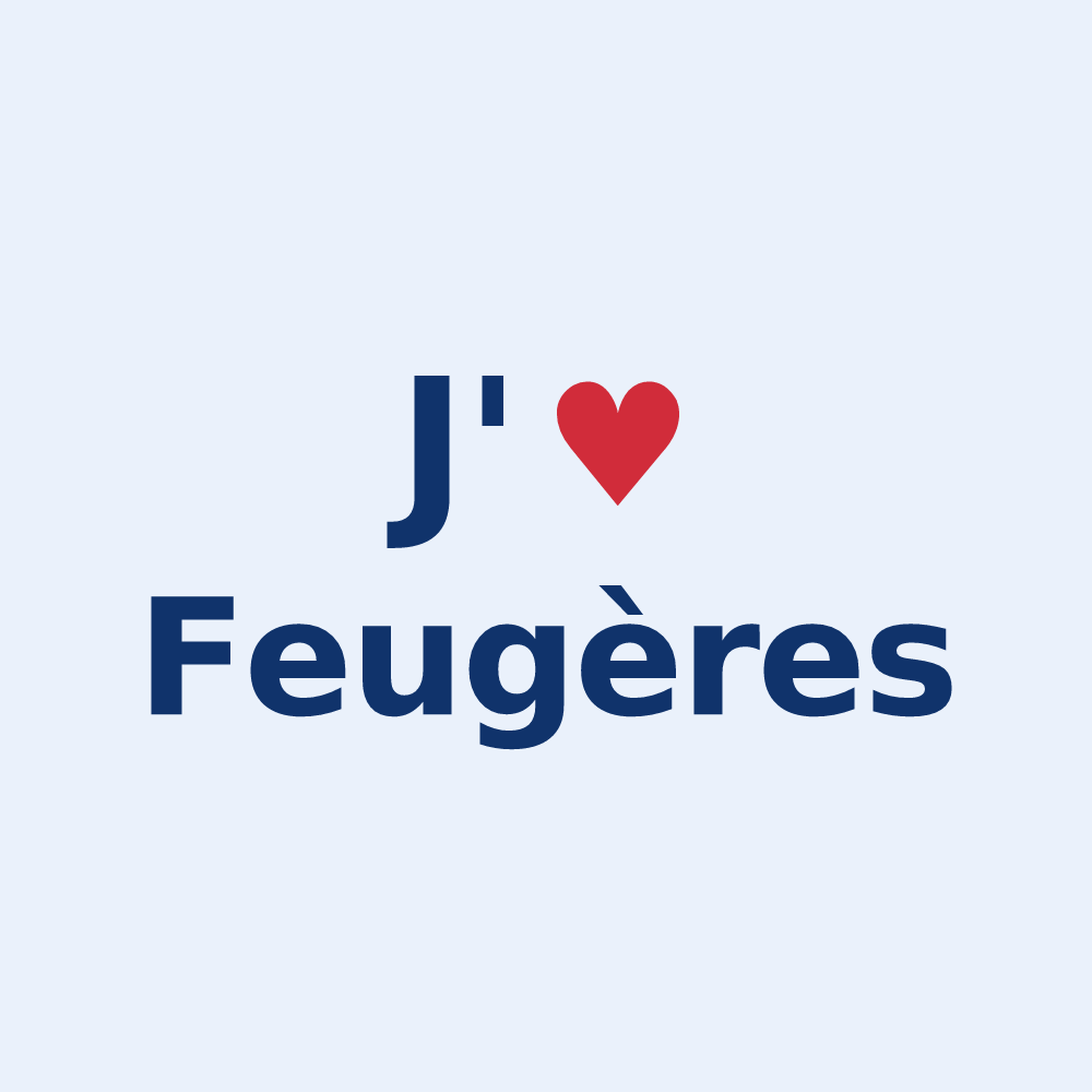 Sticker personnalisé Feugères — design J'aime Feugères