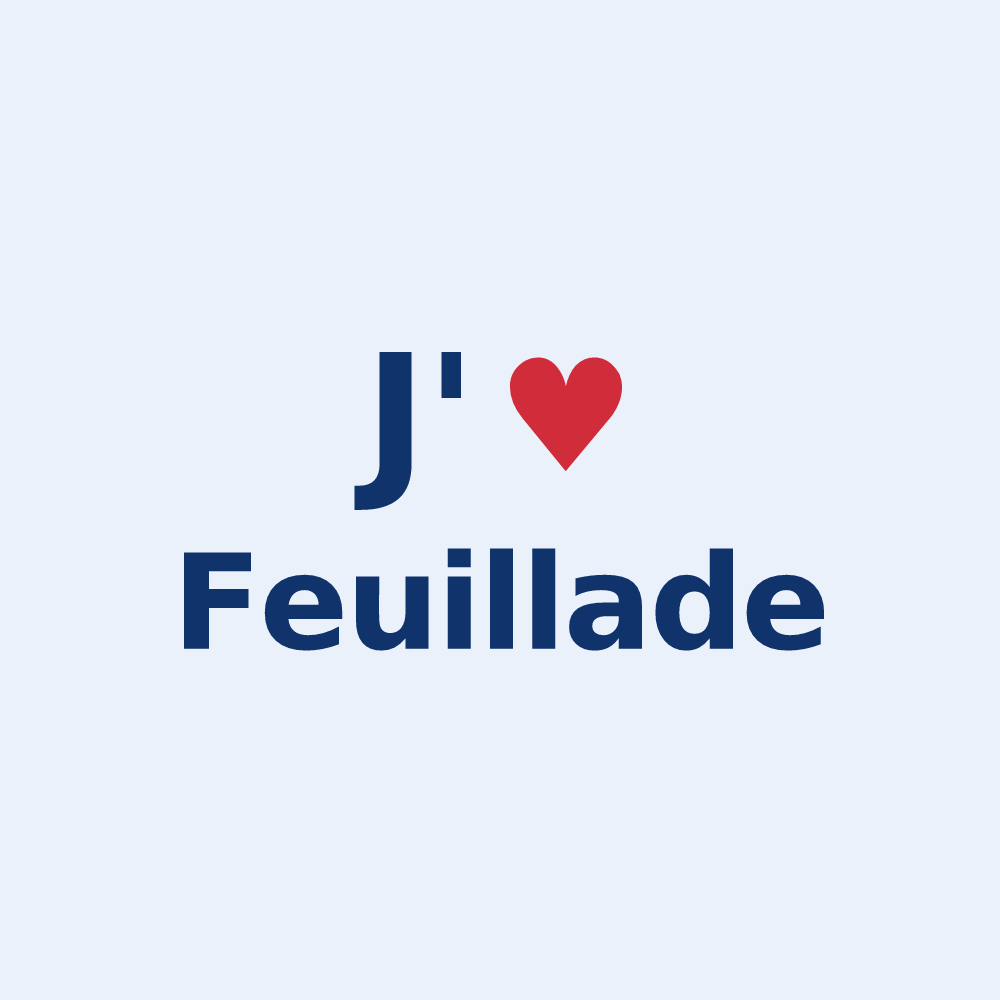 Sticker personnalisé Feuillade — design « J'aime Feuillade » imprimé sur le sticker