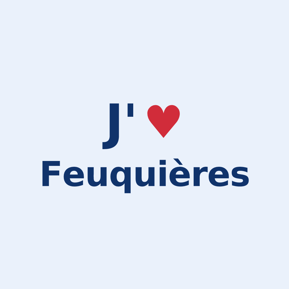 Sticker personnalisé Feuquières — design « J'aime Feuquières » imprimé sur le sticker