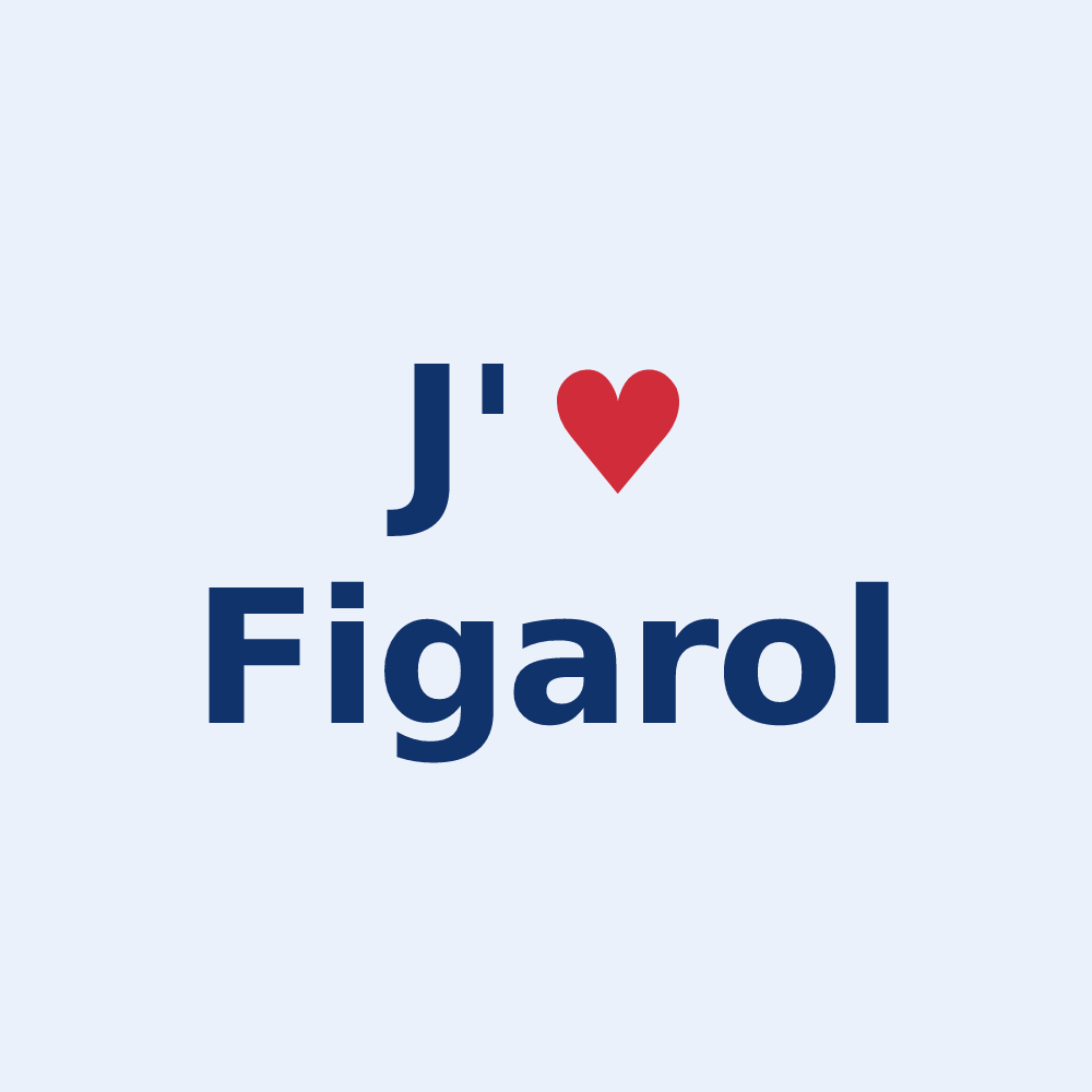 Sticker personnalisé Figarol — design « J'aime Figarol » imprimé sur le sticker