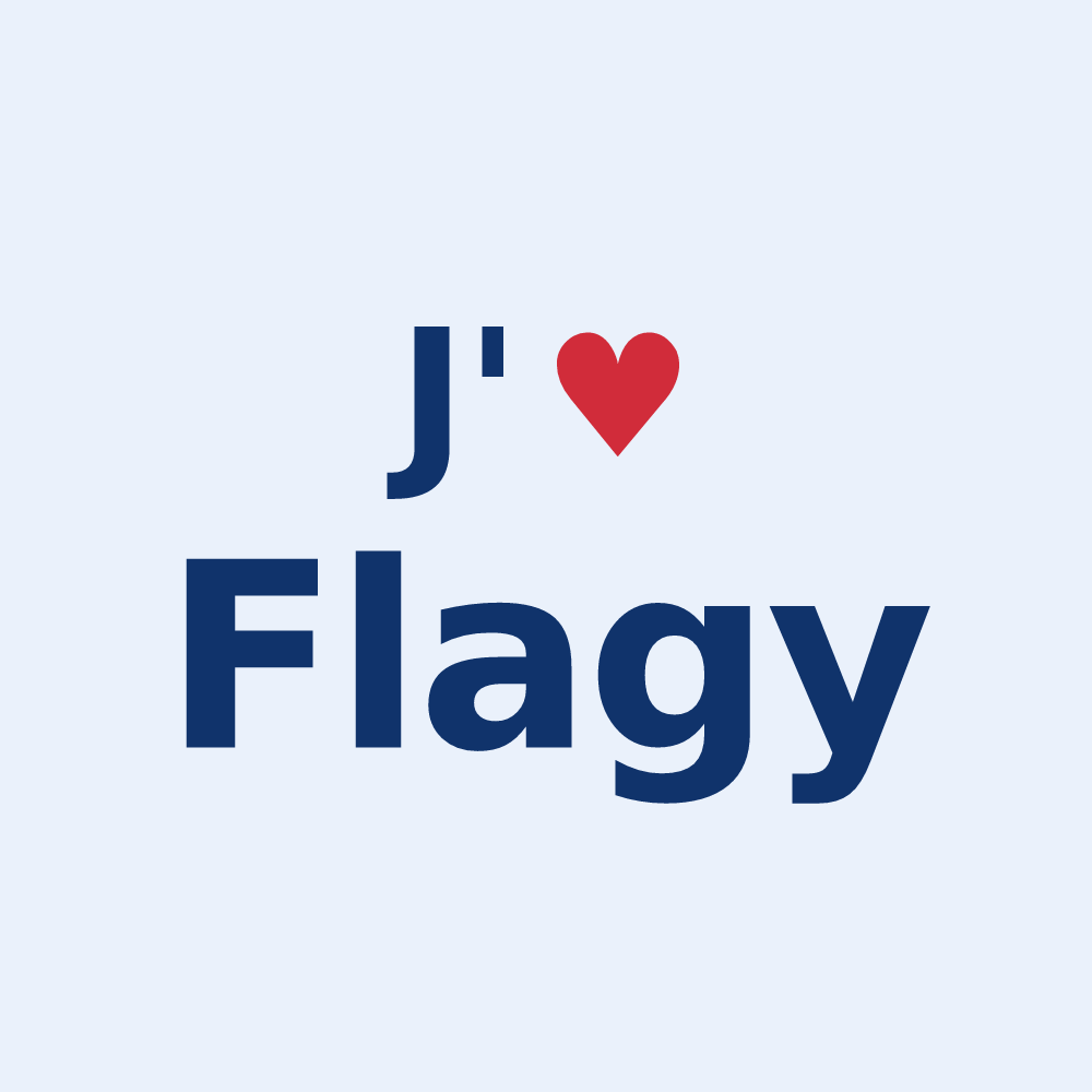 Sticker personnalisé Flagy — design J'aime Flagy