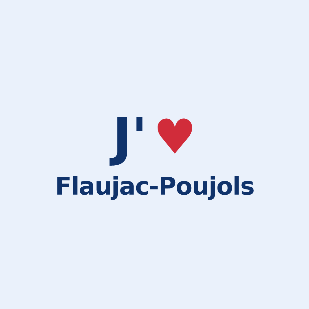 Sticker personnalisé Flaujac-Poujols — design J'aime Flaujac-Poujols